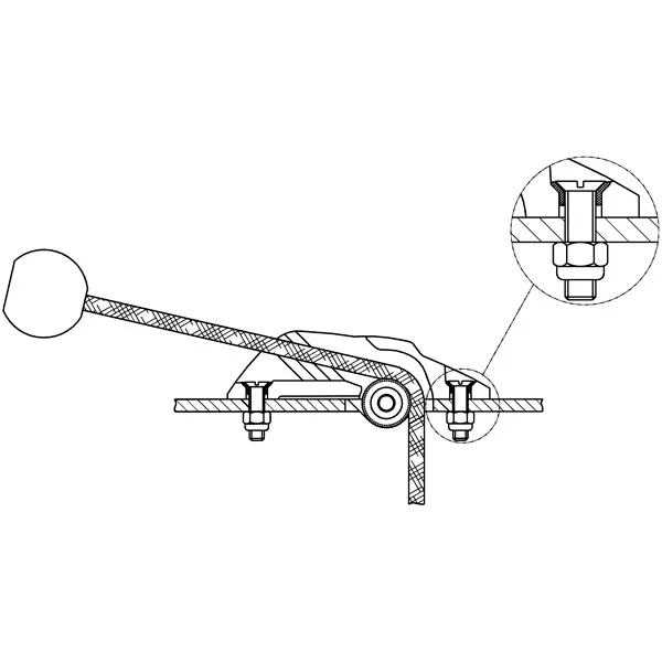Ronstan V-cleat linlås alu 4-8 mm med genomföring