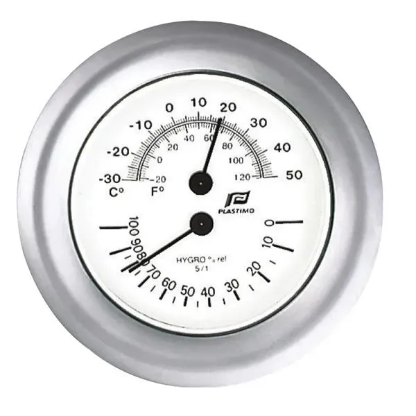 Marin & Fritid Termo-hygrometer 4 tum mattkrom Ø130 mm