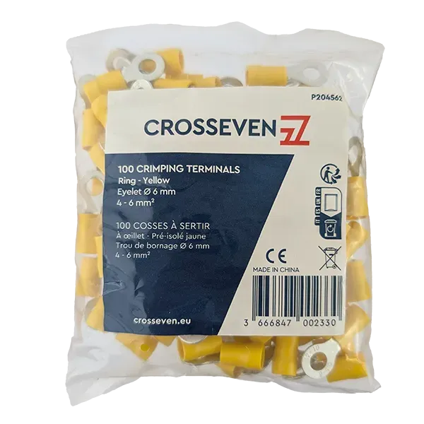 Marin & Fritid Ringkabelsko gul 6 mm 100-pack förtent koppar