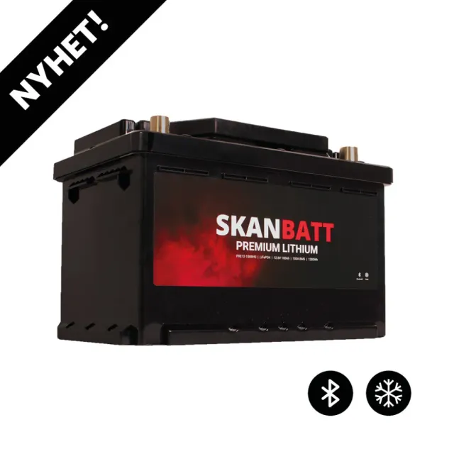 SKANBATT Premium Lithium litiumbatteri 12V 100Ah bluetooth