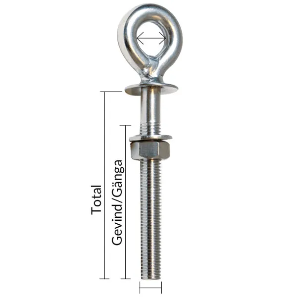 Marin & Fritid öglebult rostfri stor 12 mm 6x29 mm