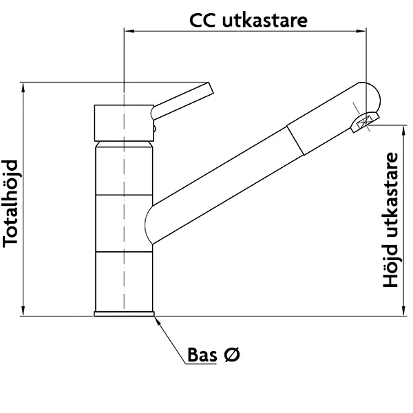 Quaranta Pentry engreppsblandare hög krom 257 mm