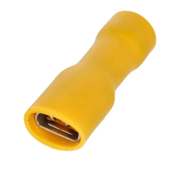 Marin & Fritid flatstiftshylsa 6,3 mm gul 10-pack