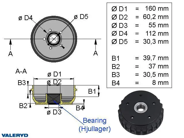 Marin & Fritid bromstrumma 160x35 5x112 AL-KO
