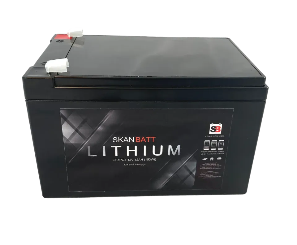 Skanbatt Bluetooth Lithium batteri 12V 12Ah 30A BMS