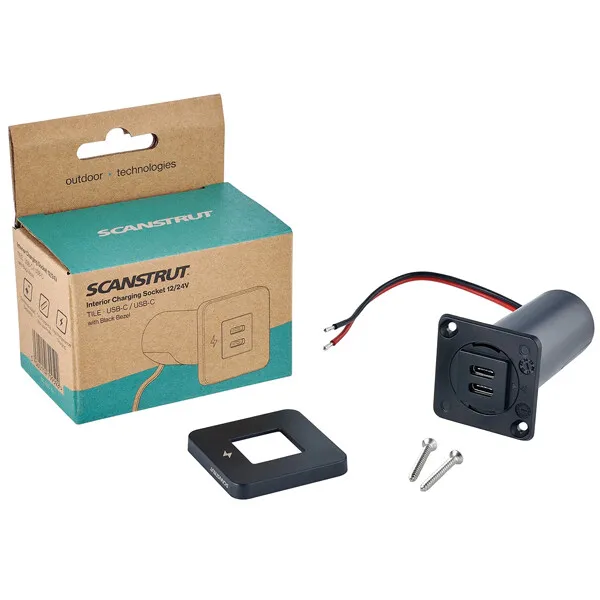 Scanstrut Tile inbyggnadsladdare USB-C dubbel 12/24V svart
