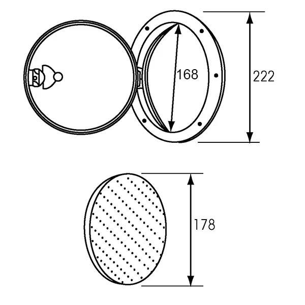 Inspektionslucka 222 mm vit heltäckande lock