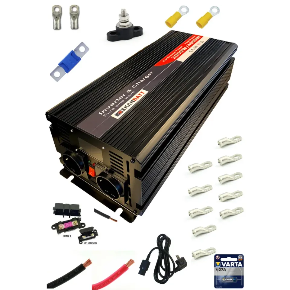 Skanbatt inverterkit 2000W ren sinus nätprioritering 12V