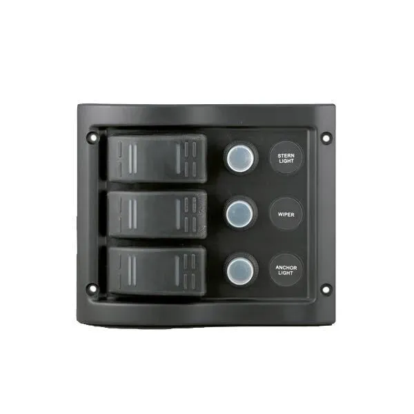 Marin & Fritid elpanel 12V 3 kontakter stänktät