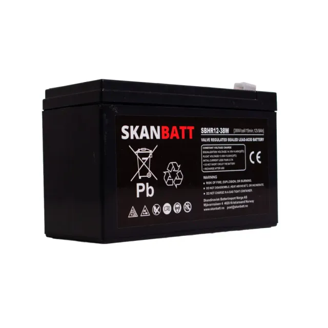 SKANBATT High Rate SBHR12-38W AGM-batteri 12V 9Ah F2