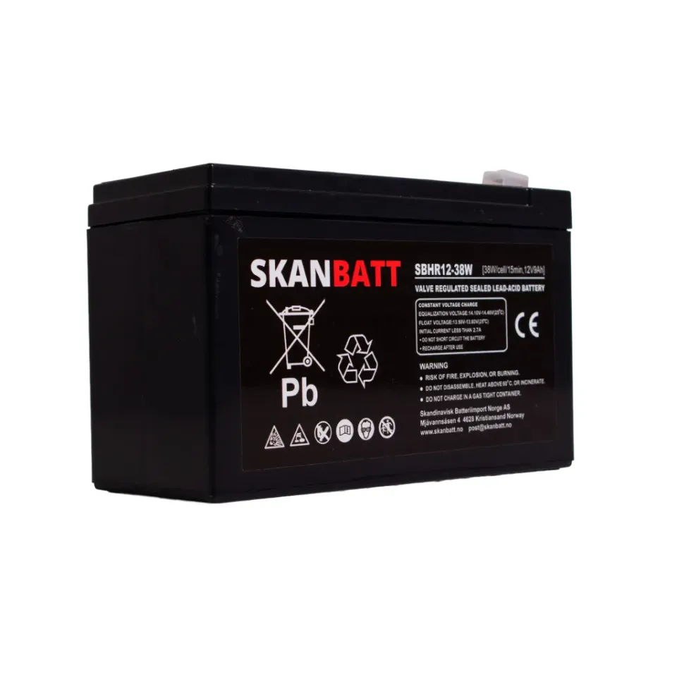 SKANBATT High Rate SBHR12-38W AGM-batteri 12V 9Ah F2