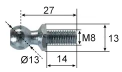 Marin & Fritid Kulbult rostfri M8 Ø13x27 mm