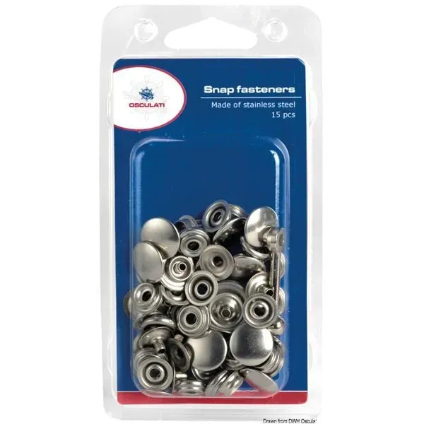 Marin & Fritid tryckknappar 17 mm rostfri 15-pack