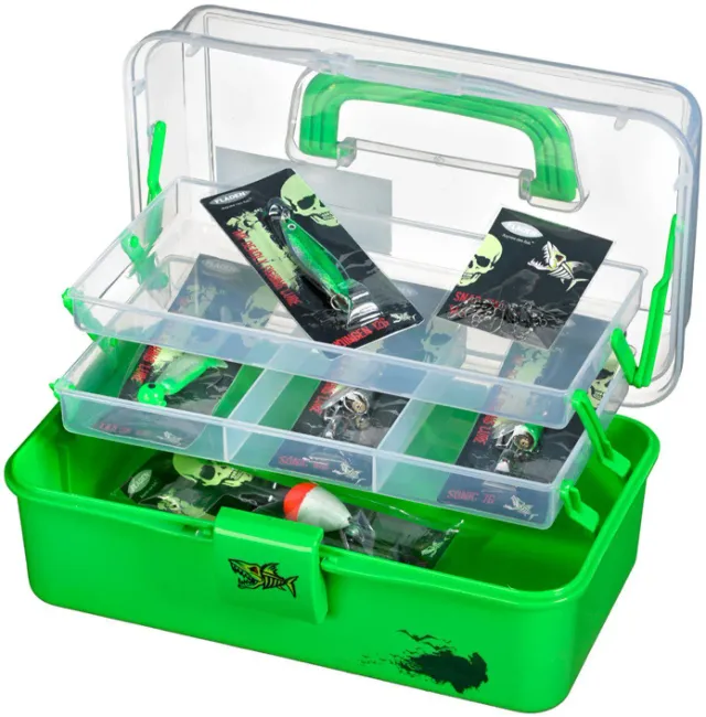 Marin & Fritid Fiskelåda 2-plan 28cm limegrön med drag