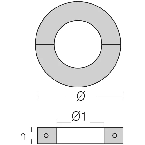 1852 Axelanod Smal Ø45 mm Zink Propelleraxel