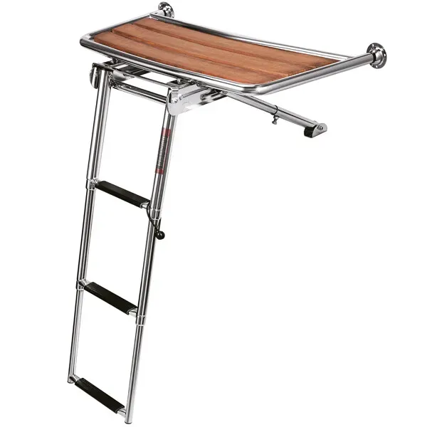 Marin & Fritid Badplattform 84 cm teak 3-stegs stege