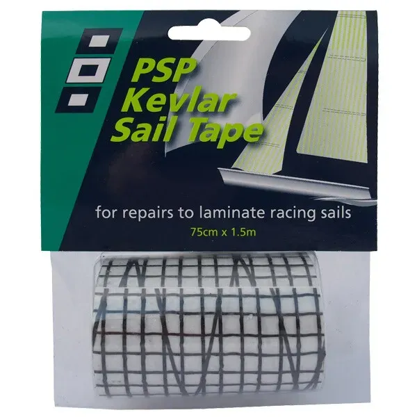 PSP Kevlar segeltejp svart/klar 75 mm slitstark