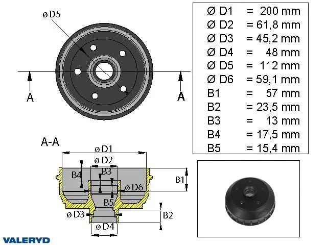 AL-KO Bromstrumma 200x50 5x112 bromstrumma med lager