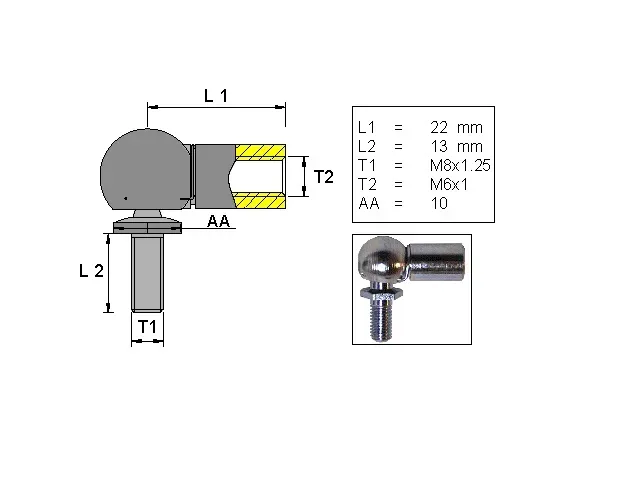 Marin & Fritid M6 vinkelkulled L22 stål