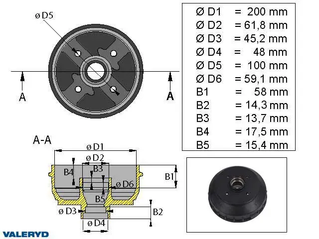 AL-KO bromstrumma 200x50 4x100 med tumlager