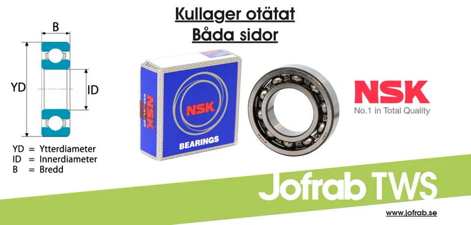Marin & Fritid kullager 52x20x12 mm otätat