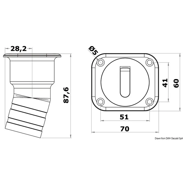 Marin & Fritid däcksförskruvning vatten 38 mm rostfri