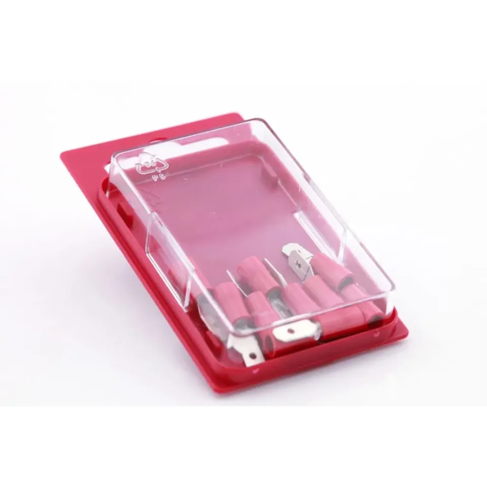 Kabelsko 187RED flatstift hane röd 10-pack