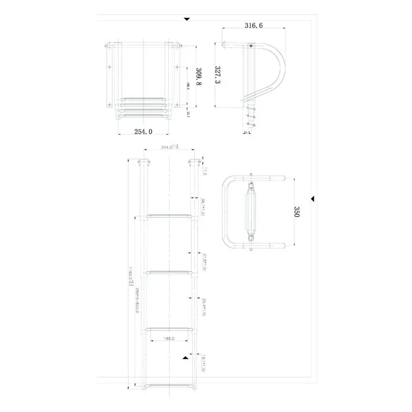 Marin & Fritid Bryggstege AISI 316 teleskop 4-steg 115 cm rostfri