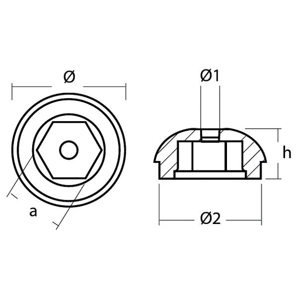 1852 71190A propellermutter aluminium Sidepower
