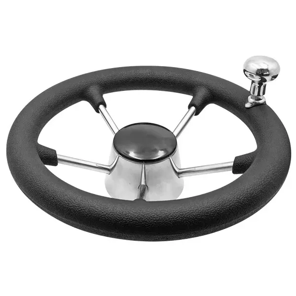 Marin & Fritid båtratt Ø280mm svart med rattknopp rostfri