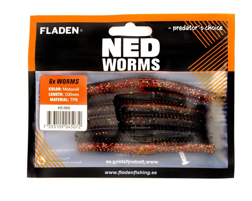 Marin & Fritid NED worm jigg 10cm motoroil 6-pack