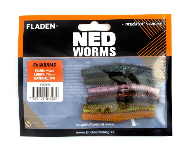 Marin & Fritid NED Worm jigg 7cm 6-pack mix