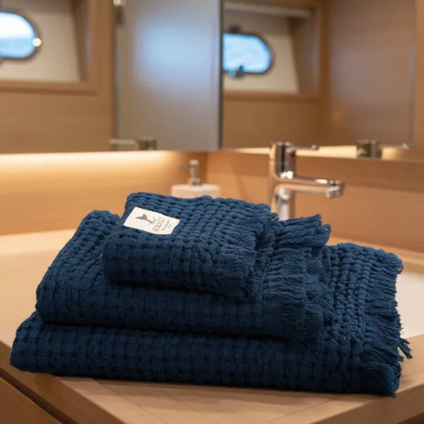 MB Sea & Salt Handdukar våfflade navy handduksset 3-pack