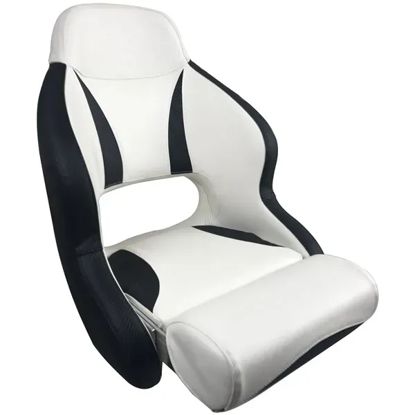 ESM H52 Deluxe Sport båtstol vit/carbon svart flip up