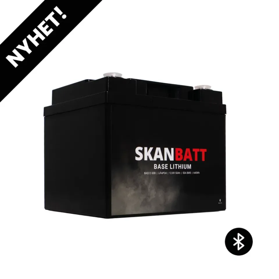Skanbatt Base BAS12-50B litiumbatteri 12V 50Ah Bluetooth LiFePO4