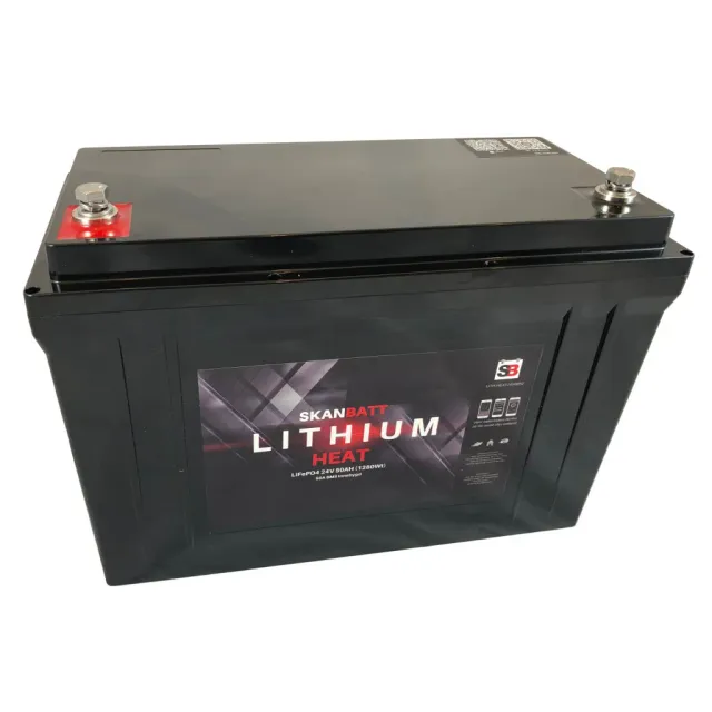 Skanbatt Heat litiumbatteri 24V 50Ah Bluetooth värme