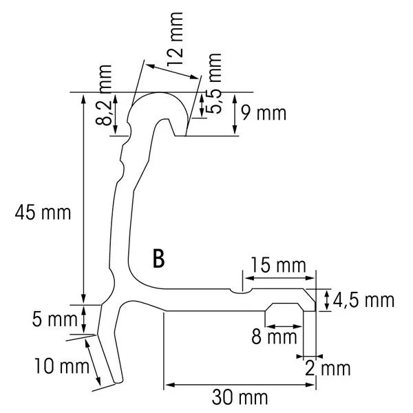 Marin & Fritid Nordic relingslist aluminium 15 mm 6 m