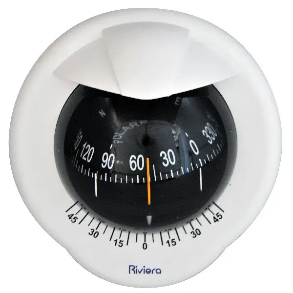 Riviera Polare skottkompass vit/svart 12V för 6-12 m båtar
