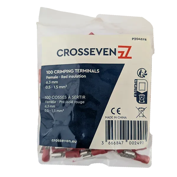 Marin & Fritid Flatstiftshylsa röd 6,3 mm 100-pack