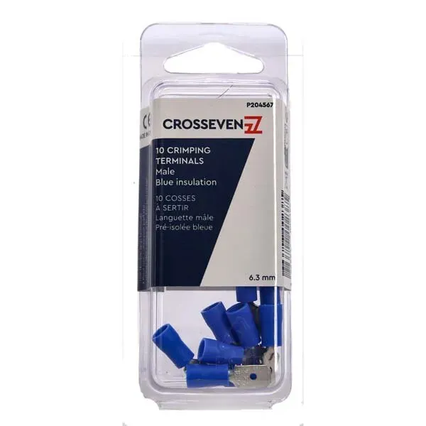 Marin & Fritid Flatstift kabelsko blå 6,3 mm 10-pack vinyl