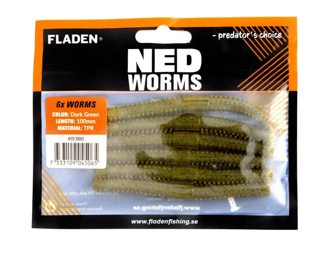 Marin & Fritid Ned worm mjukbete 10cm darkgreen 6p