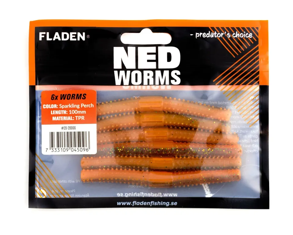 Marin & Fritid NED Worm 10 cm 6-pack Sparklingperch