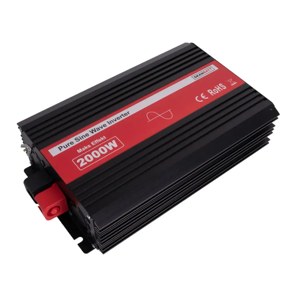 Skanbatt 12V 2000W växelriktare ren sinus fjärr