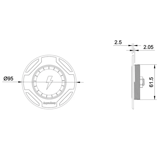 AquaAmp 100 trådlös laddare 12V 25W Qi2.2 rund