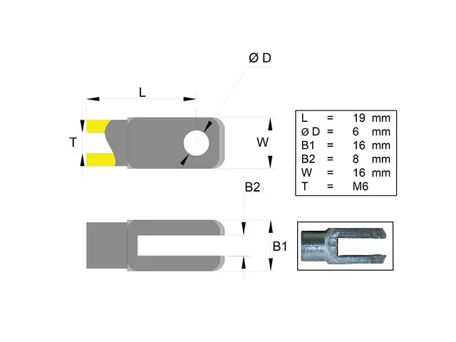 Marin & Fritid Gaffelhuvud 8 mm M6 L32 rostfri