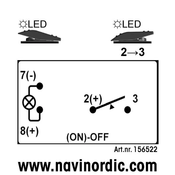Marin & Fritid (On)-Off Strömbrytare röd LED 12V IP68