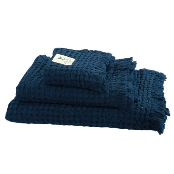 MB Sea & Salt Handdukar våfflade navy handduksset 3-pack