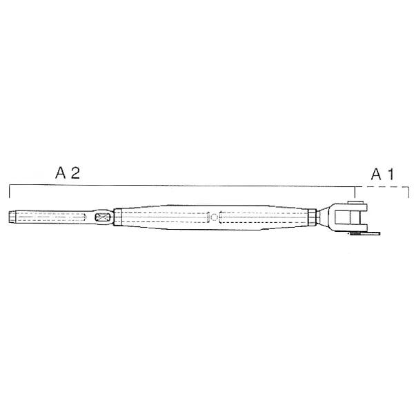 Blue Wave vantskruv gaffel/terminal 4mm M6 242mm
