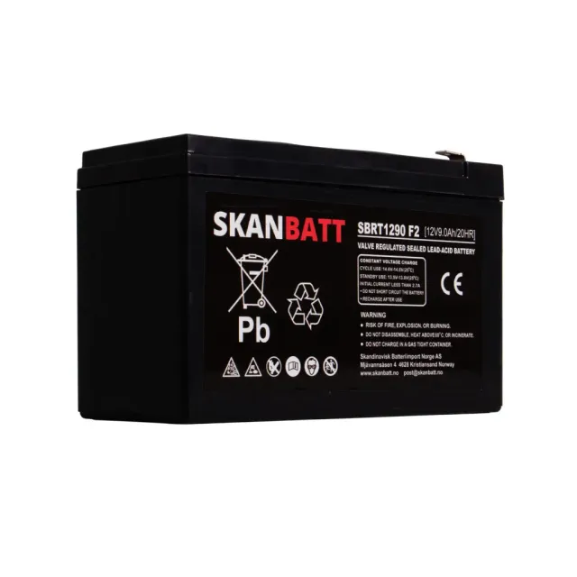 SKANBATT AGM SBRT1290 batteri 12 V 9 Ah underhållsfri