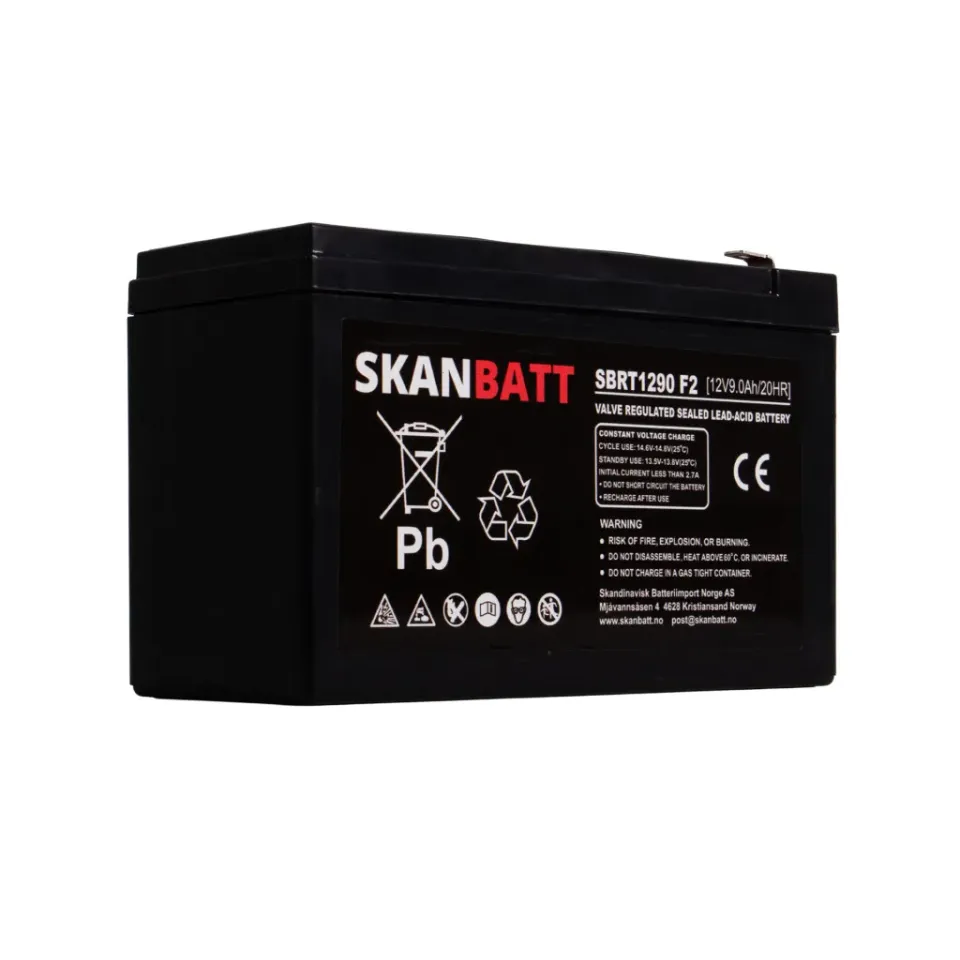 SKANBATT AGM SBRT1290 batteri 12 V 9 Ah underhållsfri